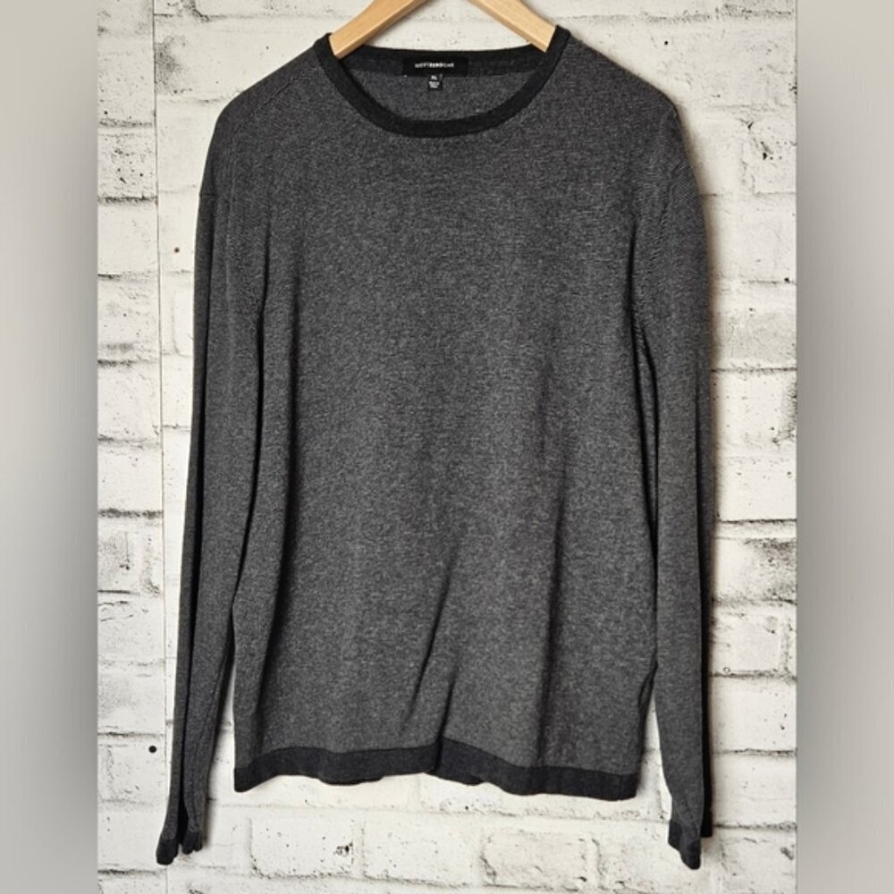 WESTZEROONE Dayton Micro Stripe Cotton Sweater Men’s Large Black Gray